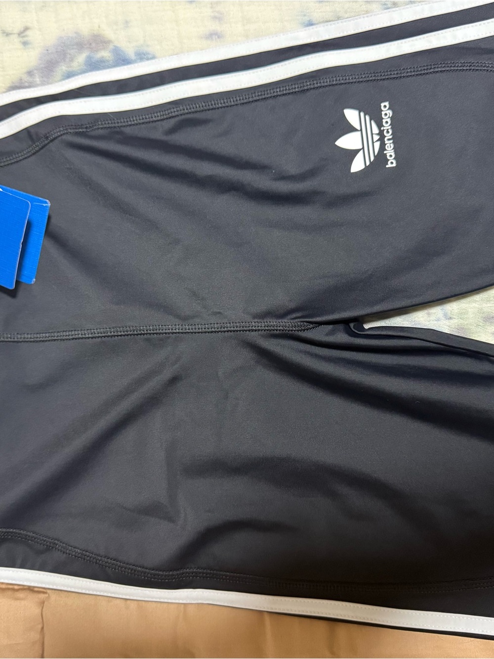 Balenciaga Black Track Pants with White Stripes and Logo